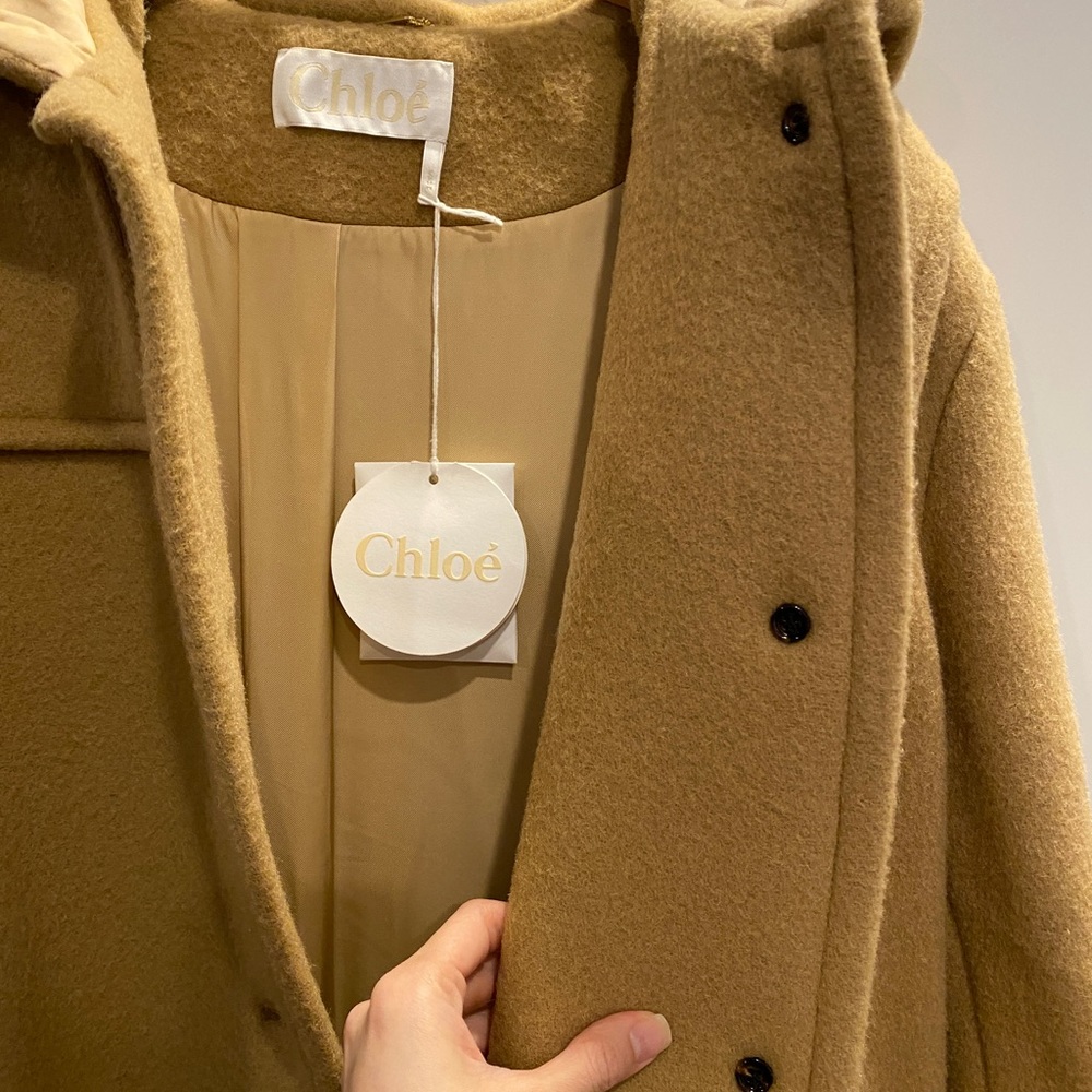 Chloe coat virgin wool mohair wool camel color Sz 42 - Picture 6 of 14